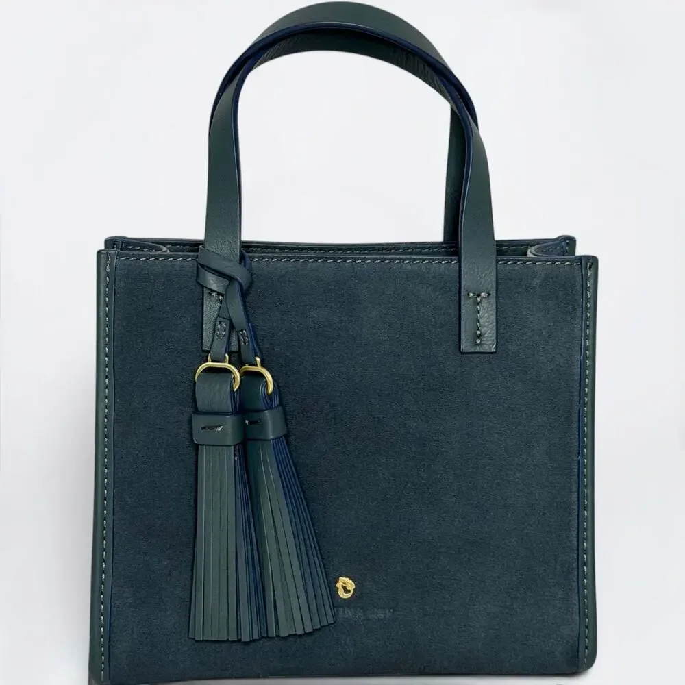 Spartina 449 Siren Dune Satchel Twilight Teal Suede Leather Crossbody NWOT